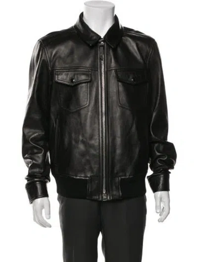 Pre-owned Tom Ford Lamb Leather Bomber Jacket In Black