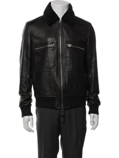 Pre-owned Tom Ford Lamb Leather Bomber Jacket In Black