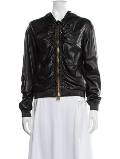 Pre-owned Tom Ford Lamb Leather Bomber Jacket In Black