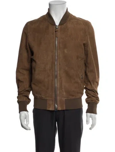 Pre-owned Tom Ford Lamb Leather Bomber Jacket In Brown