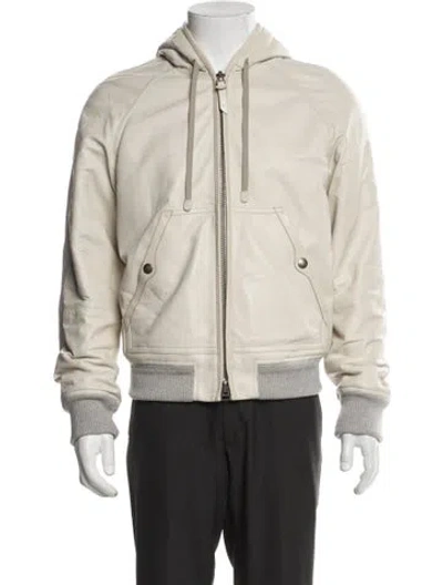 Pre-owned Tom Ford Lamb Leather Bomber Jacket In Neutrals