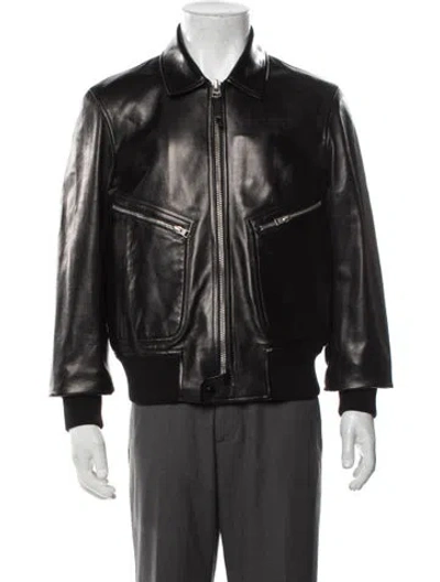 Pre-owned Tom Ford Lamb Leather Bomber Jacket W/ Tags In Black