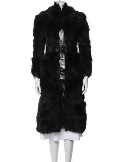 Pre-owned Tom Ford Lamb Leather Faux Fur Coat In Black