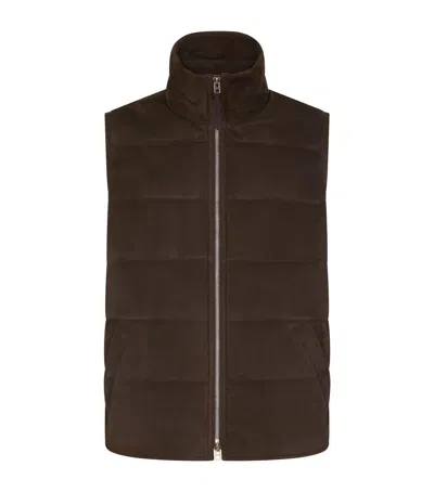 Tom Ford Lamb Leather Gilet In Brown