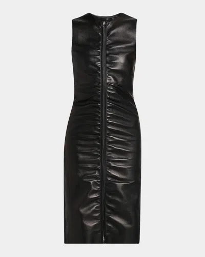 Tom Ford Lamb Leather Midi Dress In Black