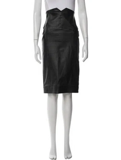 Pre-owned Tom Ford Lamb Leather Midi Length Skirt In Black