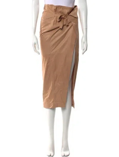 Pre-owned Tom Ford Lamb Leather Midi Length Skirt In Neutral