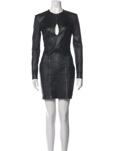 Pre-owned Tom Ford Lamb Leather Mini Dress In Gray