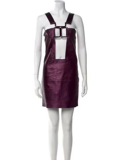 Pre-owned Tom Ford Lamb Leather Mini Dress In Purple