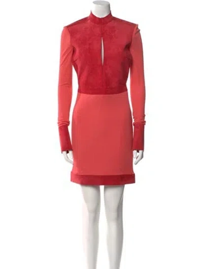Pre-owned Tom Ford Lamb Leather Mini Dress In Red