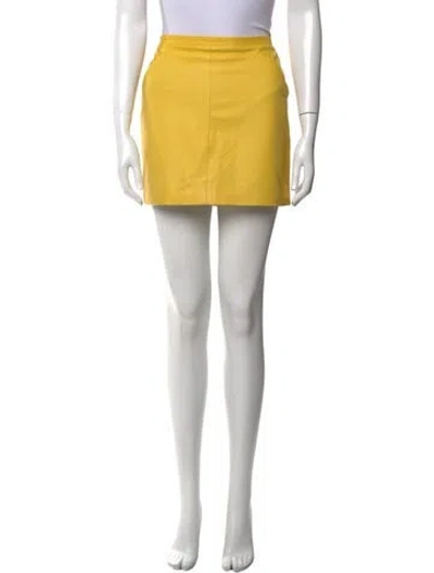 Pre-owned Tom Ford Lamb Leather Mini Skirt In Yellow