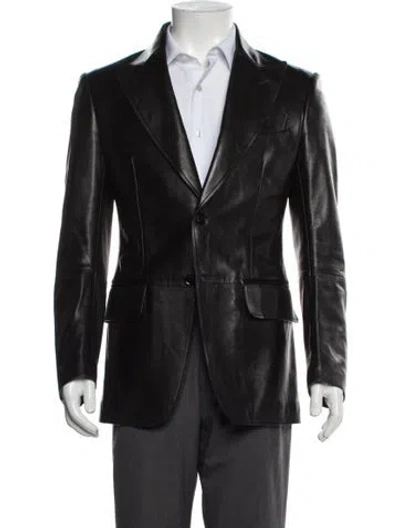 Pre-owned Tom Ford Lamb Leather Peacoat In Black