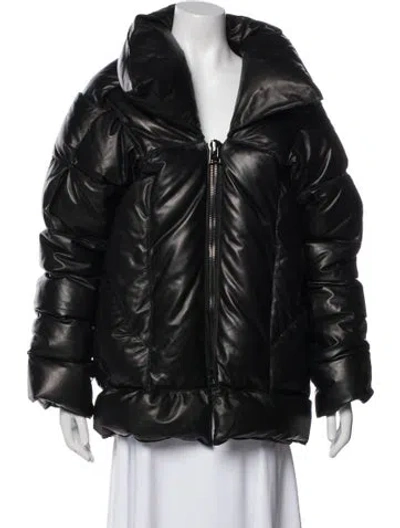 Pre-owned Tom Ford Lamb Leather Puffer Coat In Black