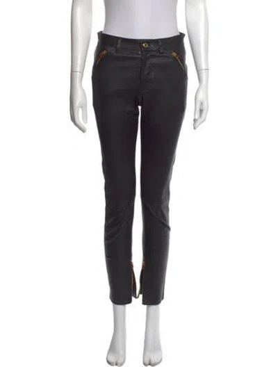 Pre-owned Tom Ford Lamb Leather Skinny Leg Pants In Black