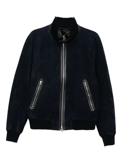 Tom Ford Lamb-suede Jacket In Blue