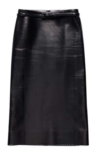 Tom Ford Lambskin Belted Pencil Skirt In Multi
