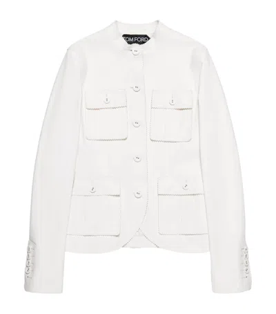 Tom Ford Lambskin Buttoned Jacket In White