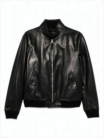 Tom Ford Lambskin Leather Jacket With Minimalistic Design In Black