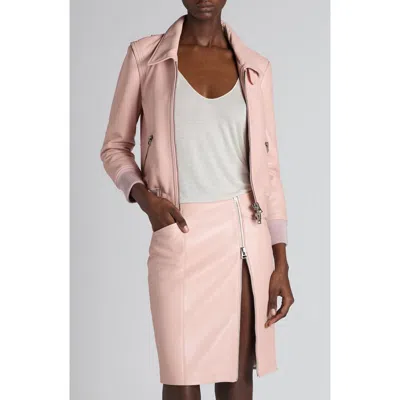 Tom Ford Lambskin Leather Moto Jacket In Powder Pink