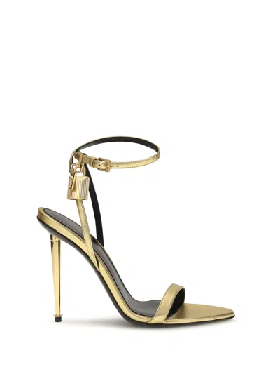 Tom Ford Lambskin Stiletto Heel Sandal In Gold