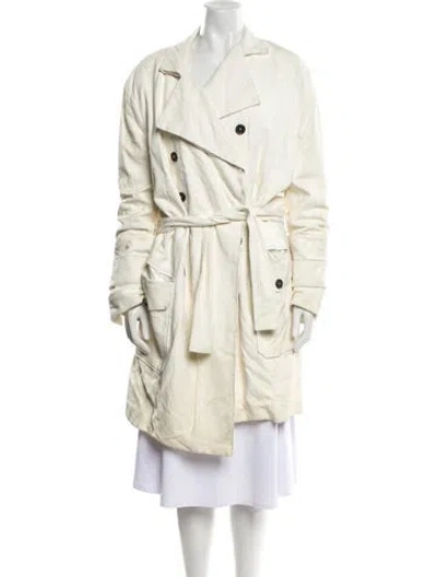 Pre-owned Tom Ford Lambskin Trench Coat In White