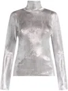 Tom Ford Wet Look Long Sleeve Turtleneck Top In Grey
