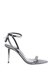Tom Ford Metallic Sandals With High Stiletto Heel And Padlock Detail On The Ankle In Leather Woman