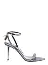 Tom Ford Metallic Sandals With High Stiletto Heel And Padlock Detail On The Ankle In Leather Woman
