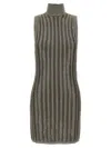 Tom Ford Striped Ribbed Metallic Wool-blend Turtleneck Mini Dress