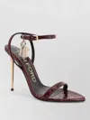 Tom Ford Semi Shiny Printed Python Padlock Pointy Naked Sandal In Blue