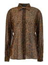 TOM FORD TOM FORD LAMINATED LEOPARD PRINTED GEORGETTE SHIRT