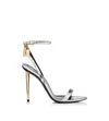 Tom Ford Silver Nappa Padlock Pointy Naked Heeled Sandals In Silver