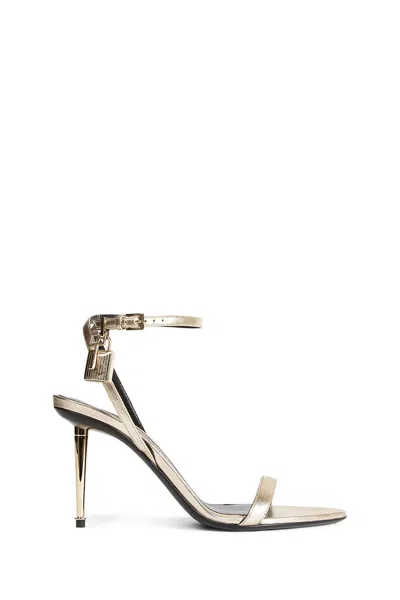 Tom Ford Laminated Nappa Pointy Naket Sandal In Silver