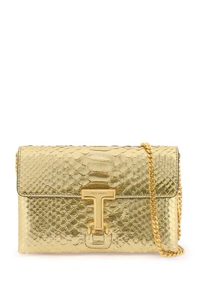 Tom Ford Laminated Stamped Python Leather Mini Handbag In Yellow