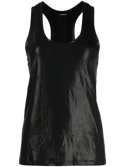 Tom Ford Laminated Tank Top In Black