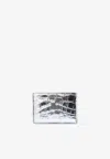 Tom Ford Laminated Tf Cardholder In Croc-embossed Leather In Silver