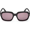 Tom Ford Lana 53mm Rectangular Sunglasses In Black/t/logo