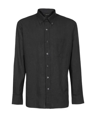 Tom Ford Lapel Long-sleeved Shirt In Black