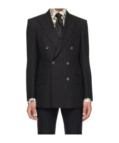 Tom Ford Lapel Long-sleeved Suit Jacket In Black