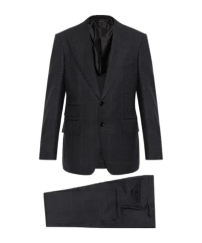 Tom Ford Check-pattern Wool Suit In Gray