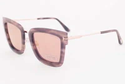 Pre-owned Tom Ford Lara 573 55z Havana / Brown Sunglasses Tf573 55z Lara-02 52mm