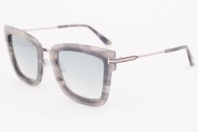 Pre-owned Tom Ford Lara Gray Havana / Blue Mirror Gradient Sunglasses Tf573 55x Lara-02