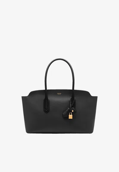 Tom Ford Large Alexander Grain Leather Shoulder Bag In Black