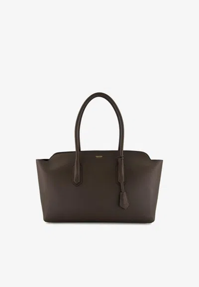 Tom Ford Large Alexander Leather Shoulder Bag In Brown