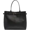 Tom Ford Black Tote Bag With T Detail In Hammered Leather Woman In 1n001 Black