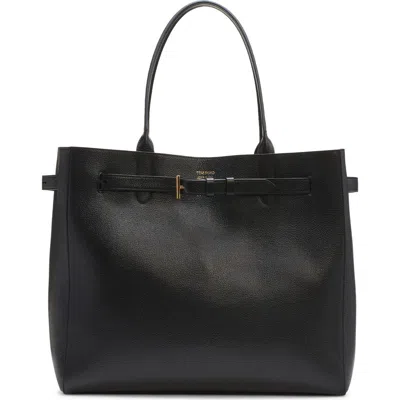 Tom Ford Large Audrey Grained Leather Tote In 1n001 Black