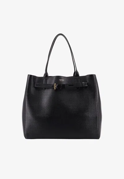 Tom Ford Large Audrey Grained Leather Tote Bag In Black