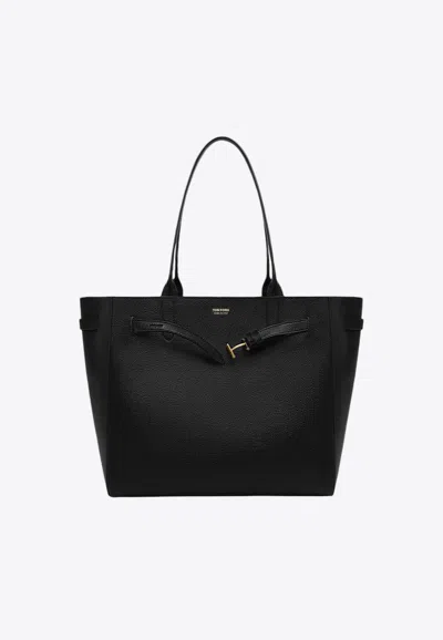 Tom Ford Large Audrey Leather Tote Bag In Black