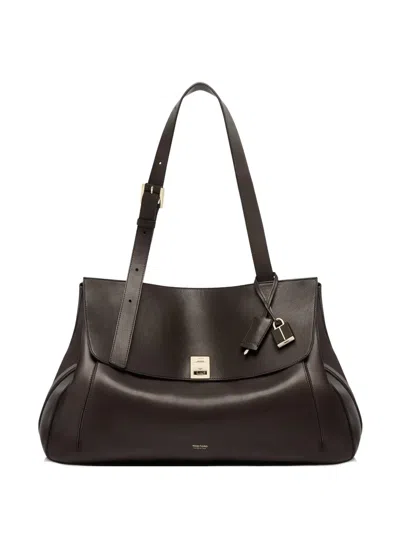 Tom Ford Large Besace Padlock-detail Leather Tote Bag In Brown