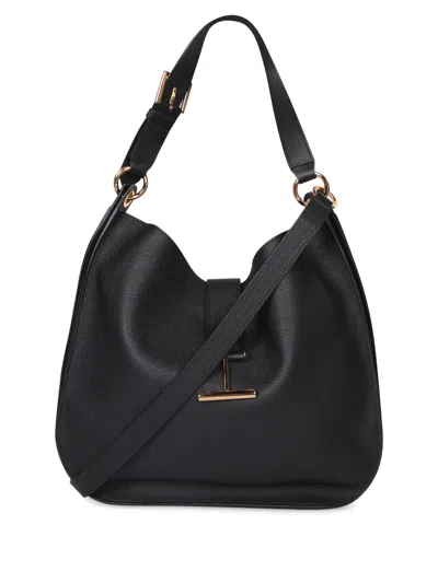 Tom Ford Large Black Grain Crossbody Bag